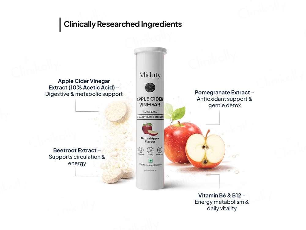 Miduty Apple Cider Vinegar Nutraceutical Effervescent Tablet