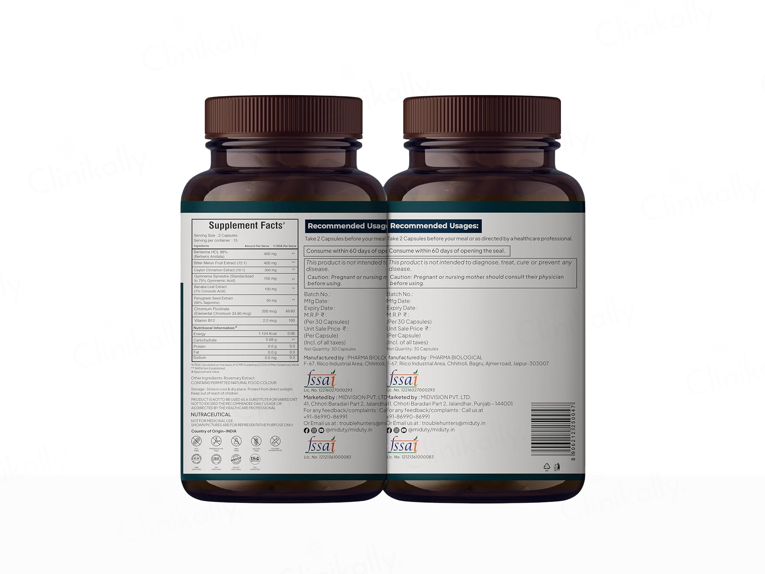 Miduty Berberine 98% Blood Sugar Control Formula Capsule