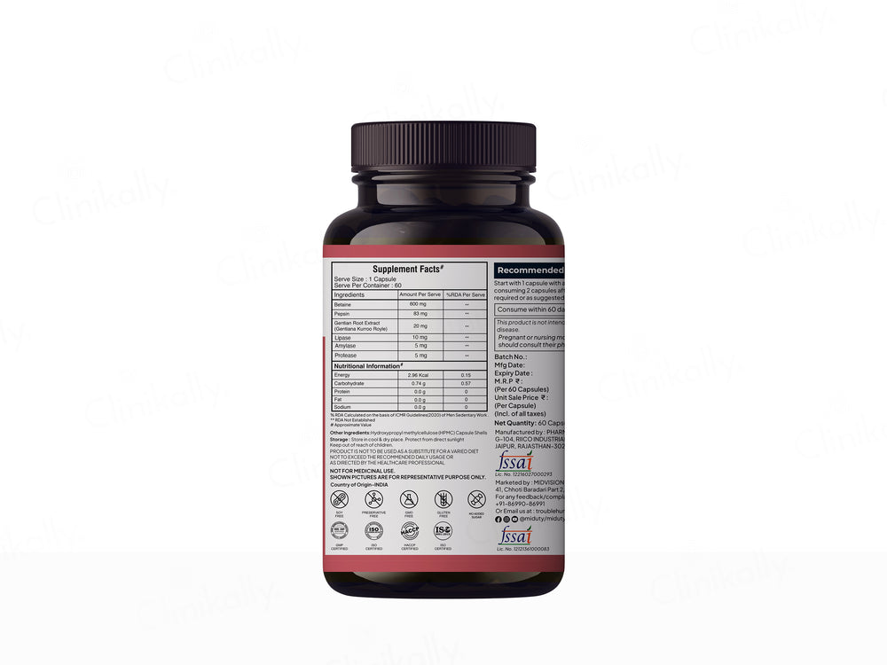 Miduty Betaine HCl + Pepsin Capsule