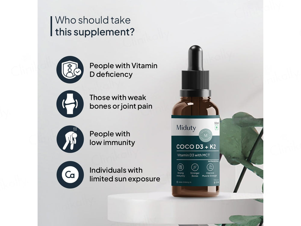 Miduty Coco D3 + K2 In MCT Oil Nutraceutical Drop