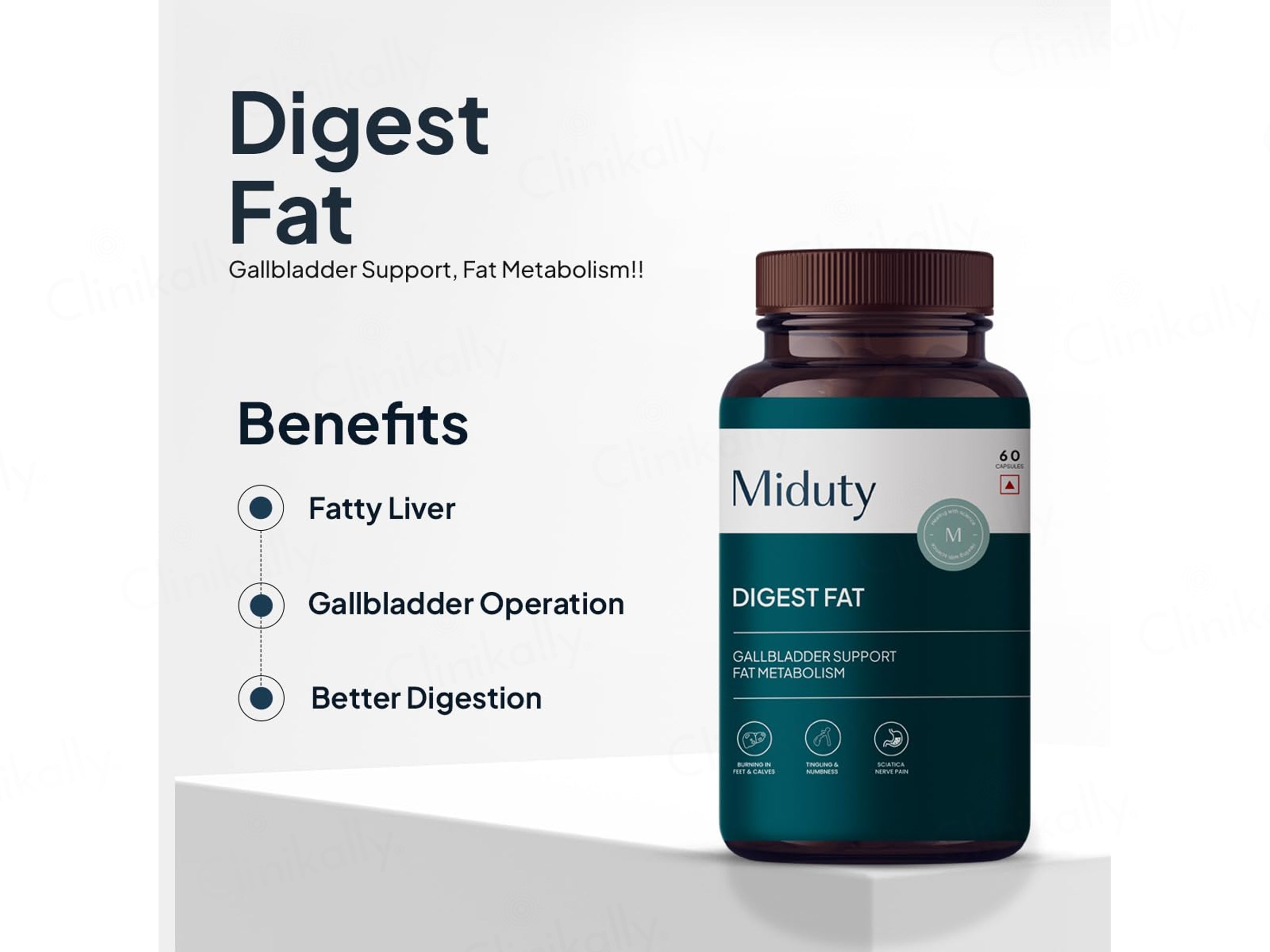 Miduty Digest Fat With Ox-Bile Enzymes Nutraceutical Veg Capsule