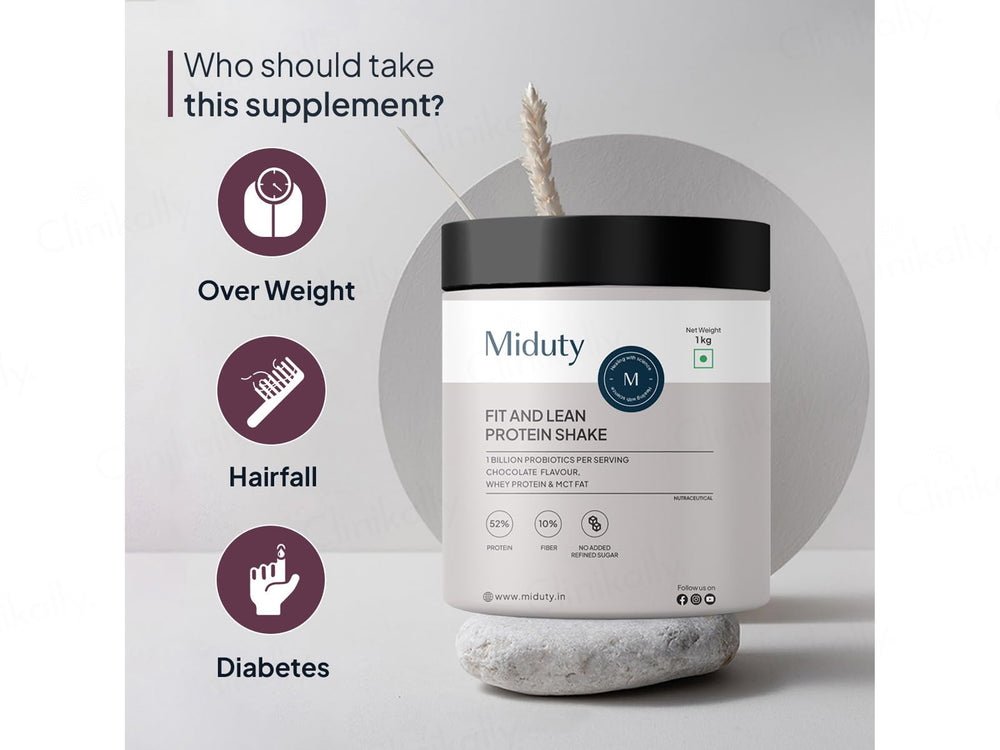 Miduty Fit & Lean Whey Protein Shake Nutraceutical Powder - Chocolate Flavour