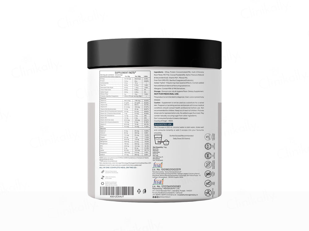 Miduty Fit & Lean Whey Protein Shake Nutraceutical Powder - Chocolate Flavour