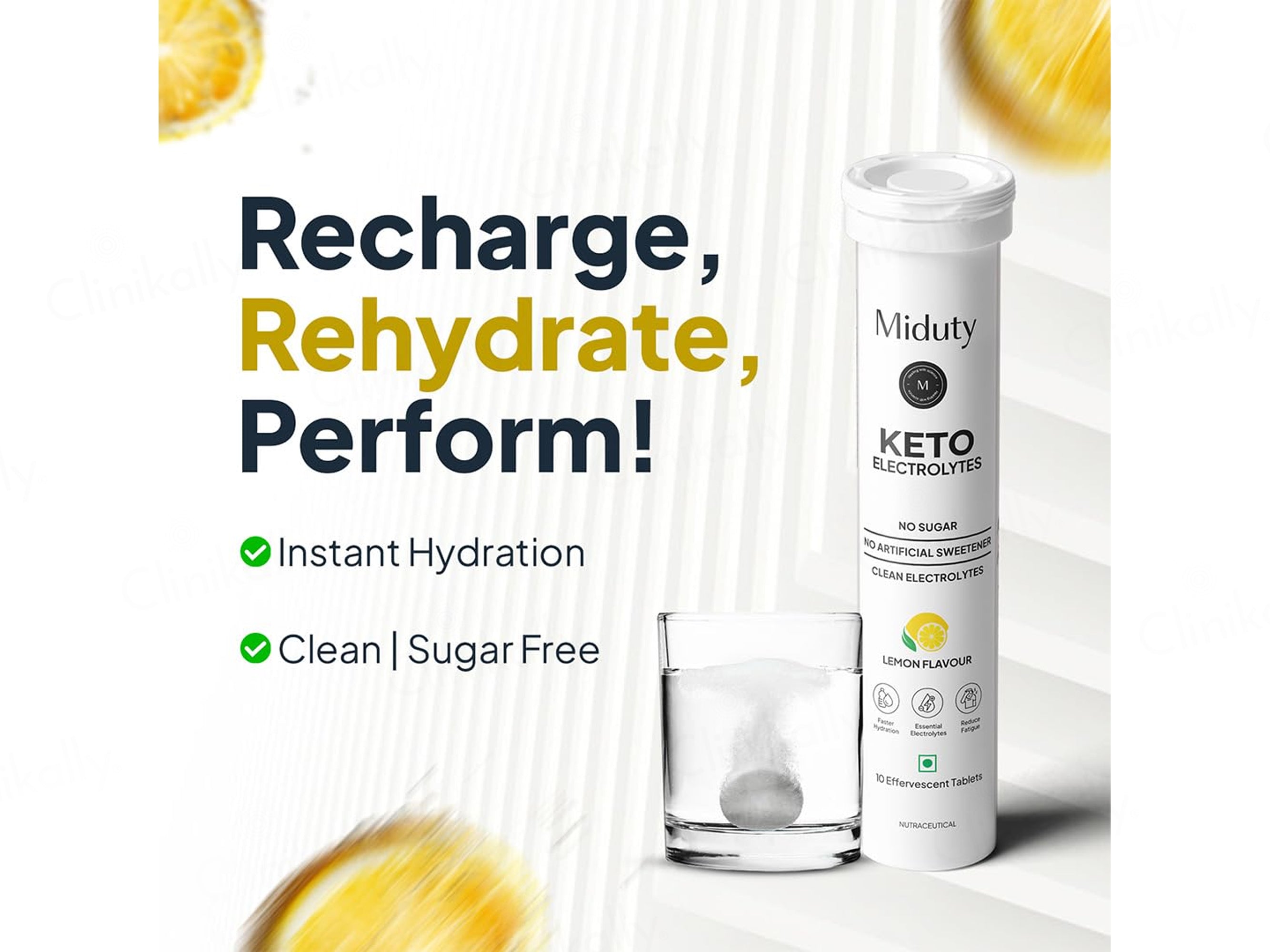 Miduty Keto Electrolytes Nutraceutical Effervescent Tablet - Lemon Flavour