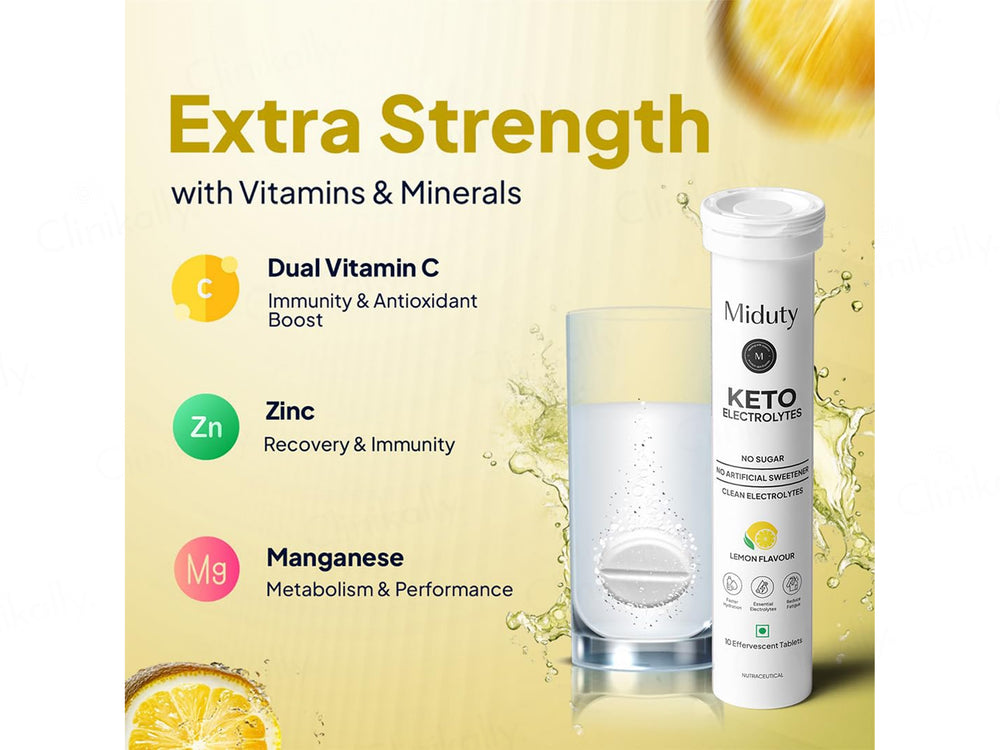 Miduty Keto Electrolytes Nutraceutical Effervescent Tablet - Lemon Flavour