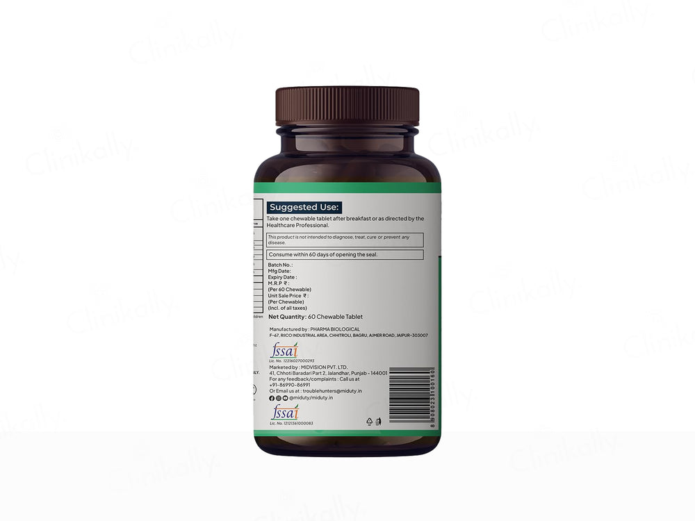 Miduty Kids Calcium Nutraceutical Chewable Tablet