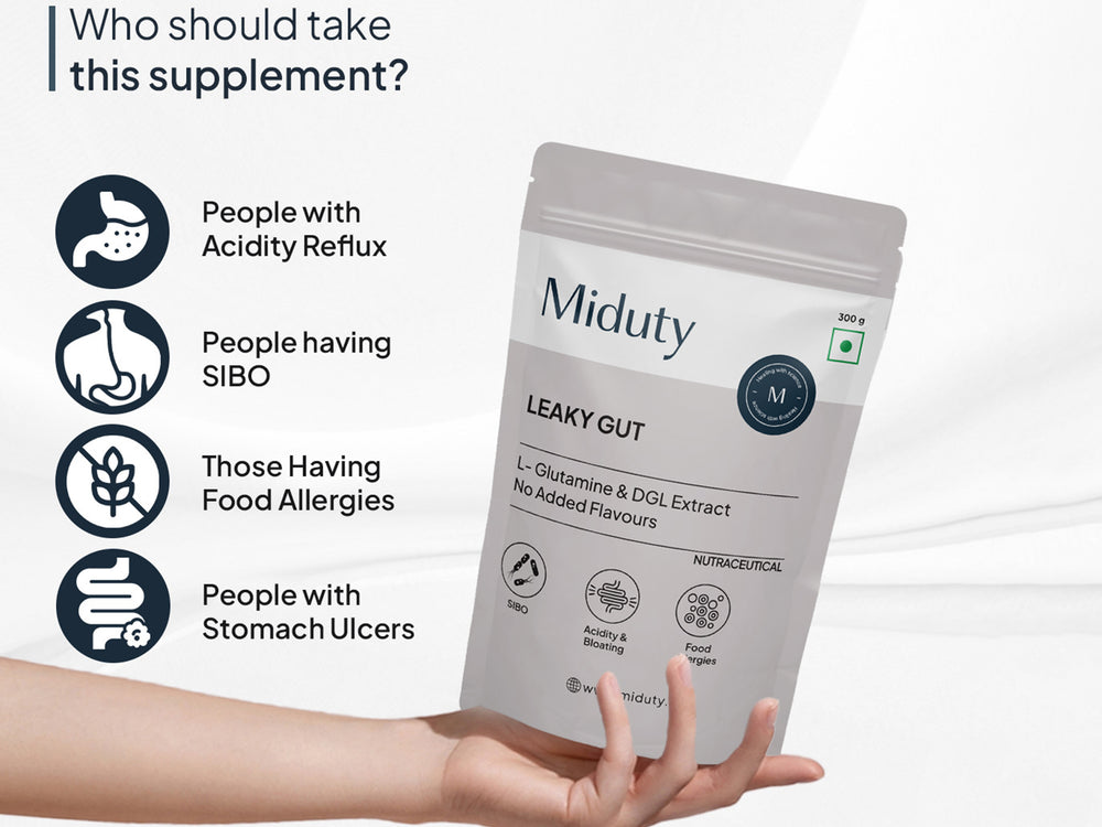 Miduty Leaky Gut L-Glutamine & DGL Extract Powder