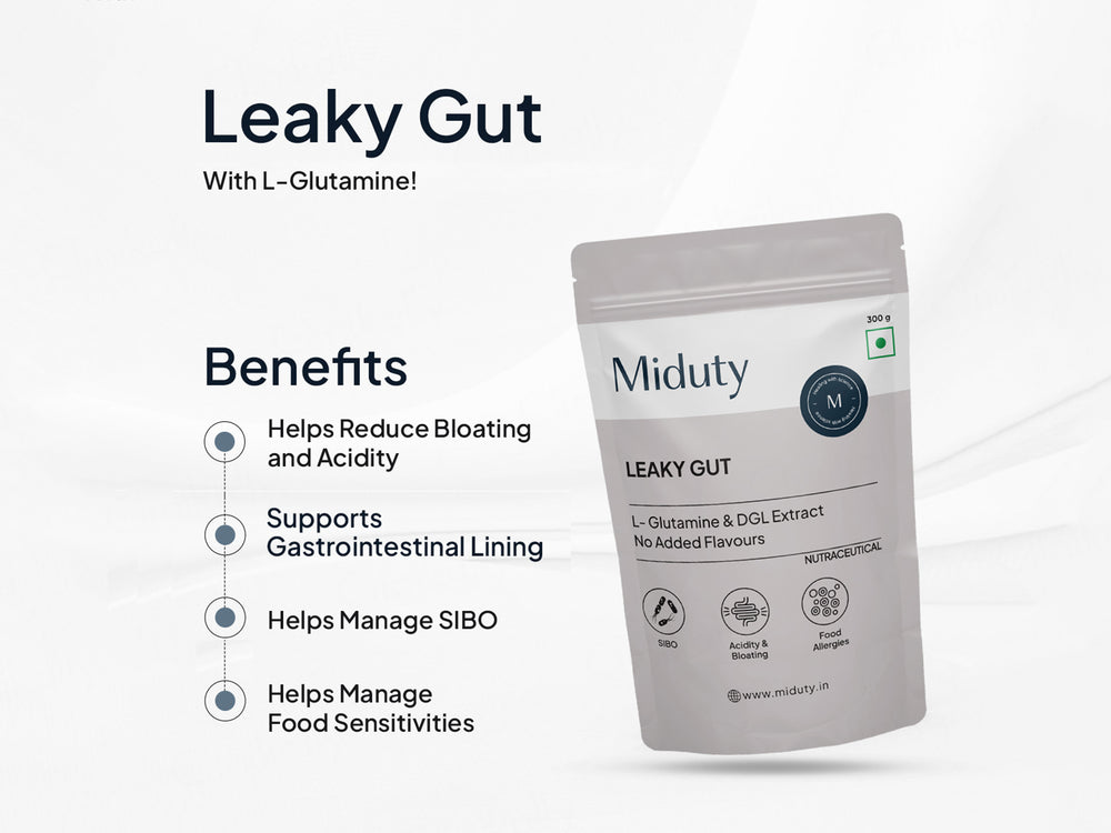 Miduty Leaky Gut L-Glutamine & DGL Extract Powder