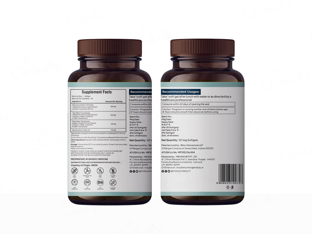 Miduty Mixed Tocopherols & Tocotrienols Veg Softgel