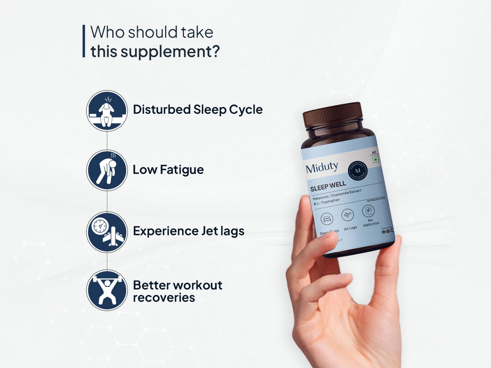 Miduty Sleep Well Melatonin, Chamomile Extract & L-Tryptophan Capsule