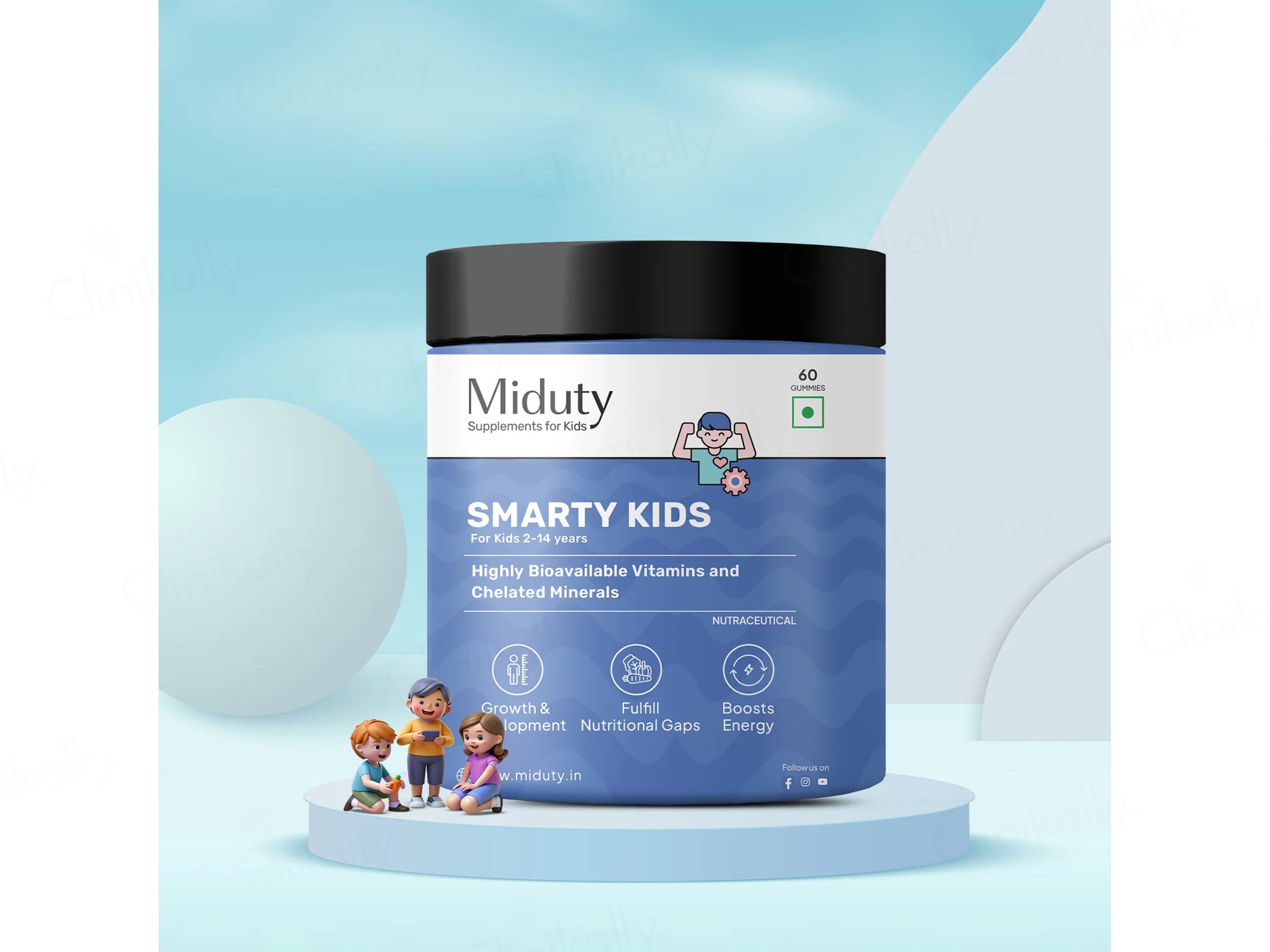 Miduty Smarty Kids Multivitamin Gummies For Kids 2-14 Years
