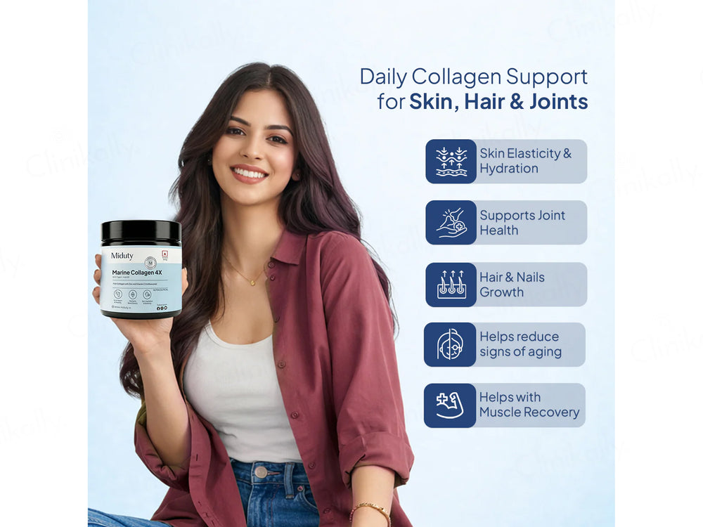 Miduty Type 1, 2 & 3 Hydrolyzed Marine Collagen 4X Peptides Powder - Unflavoured