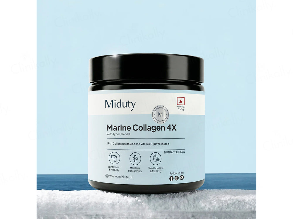 Miduty Type 1, 2 & 3 Hydrolyzed Marine Collagen 4X Peptides Powder - Unflavoured