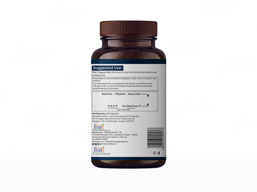Miduty Zinc Picolinate Nutraceutical Veg Capsule