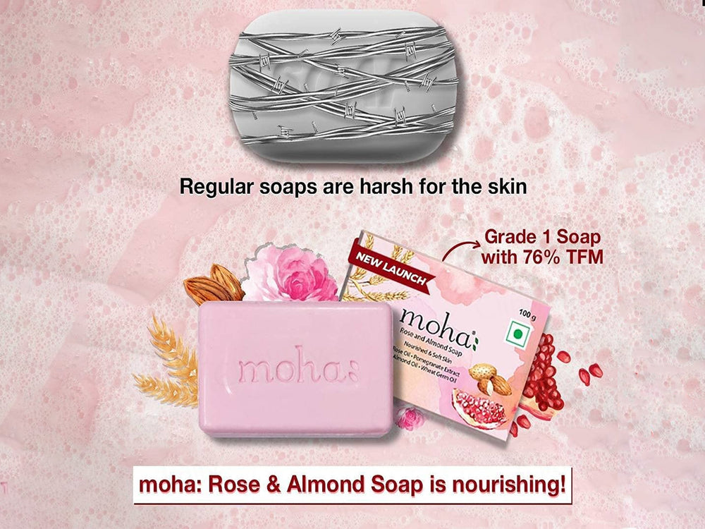 Moha: Rose & Almond Soap (Pack Of 3)