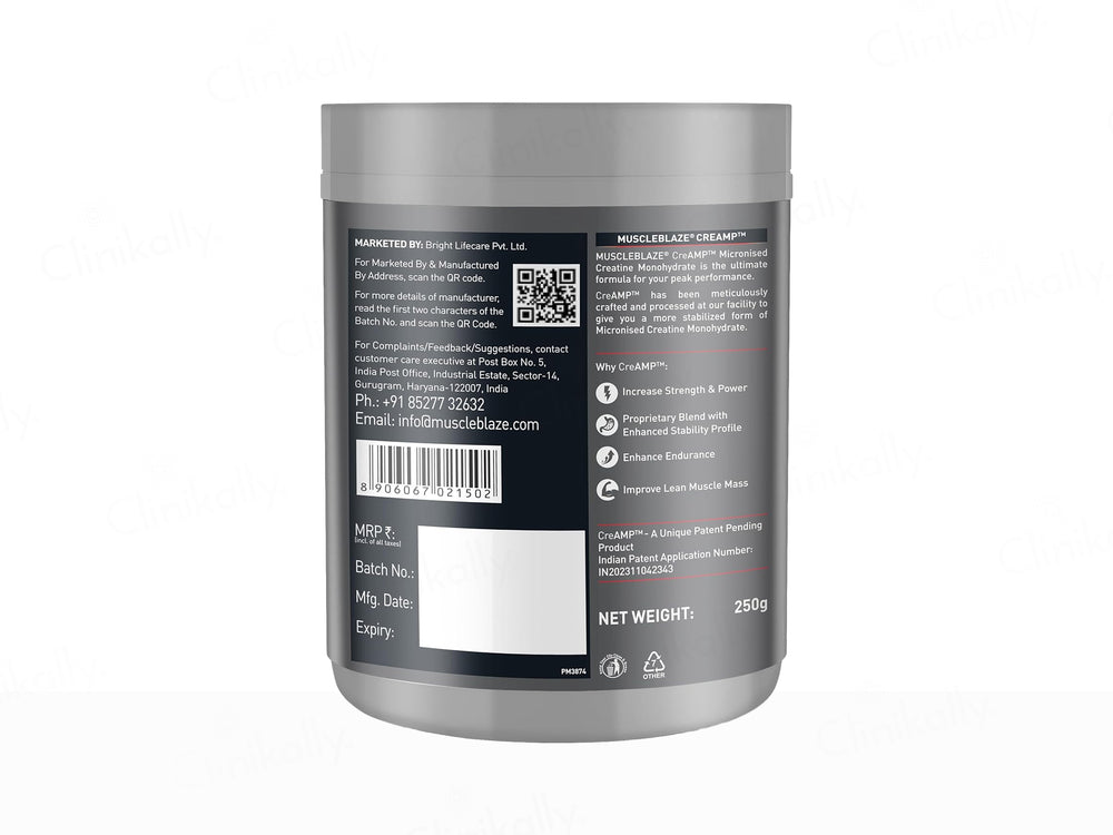 MuscleBlaze CreAMP Micronised Creatine Monohydrate Nutraceutical Powder - Unflavoured