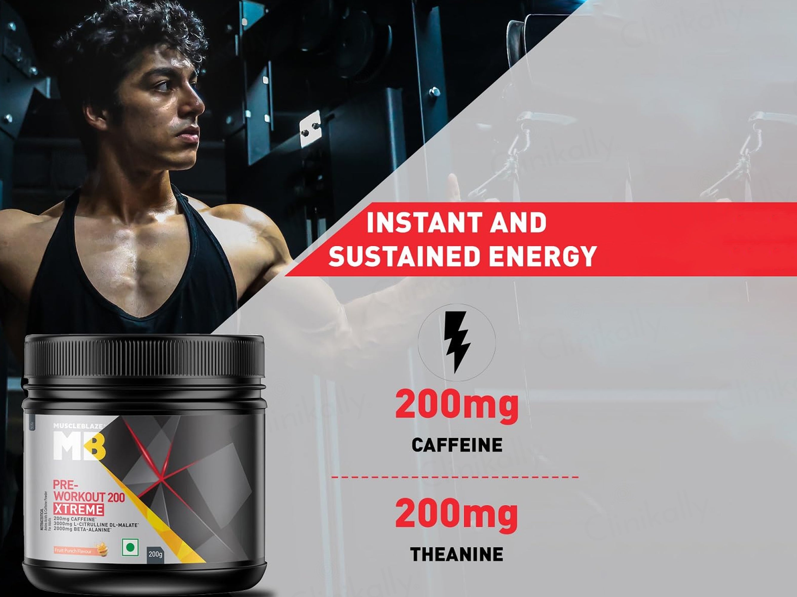 MuscleBlaze Pre-Workout 200 Xtreme Nutraceutical Powder - Fruit Punch Flavour
