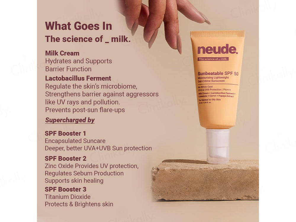 Neude Sunbeatable Moisturising Lightweight Gel-Creme Sunscreen SPF 50 PA+++