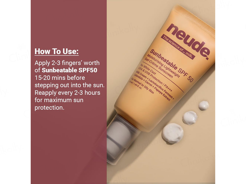 Neude Sunbeatable Moisturising Lightweight Gel-Creme Sunscreen SPF 50 PA+++