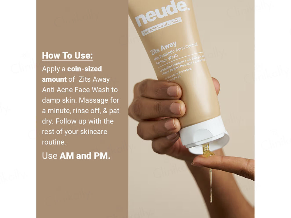 Neude Zits Away Milk Probiotic Acne Control Gel Face Wash
