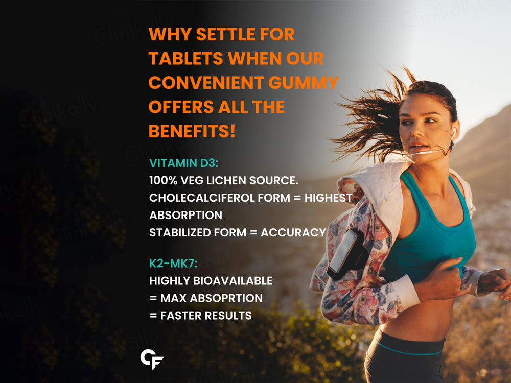 Carbamide Forte Vitamin D3 + Vitamin K2 MK7 + Vitamin B12 Gummies - Mango Flavour