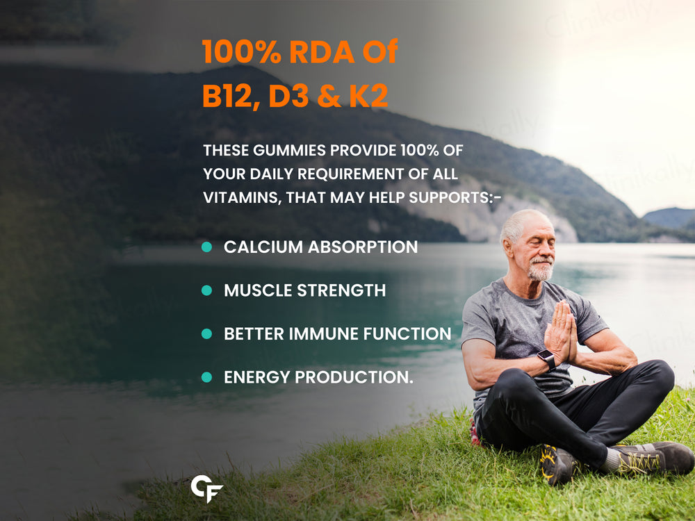 Carbamide Forte Vitamin D3 + Vitamin K2 MK7 + Vitamin B12 Gummies - Mango Flavour