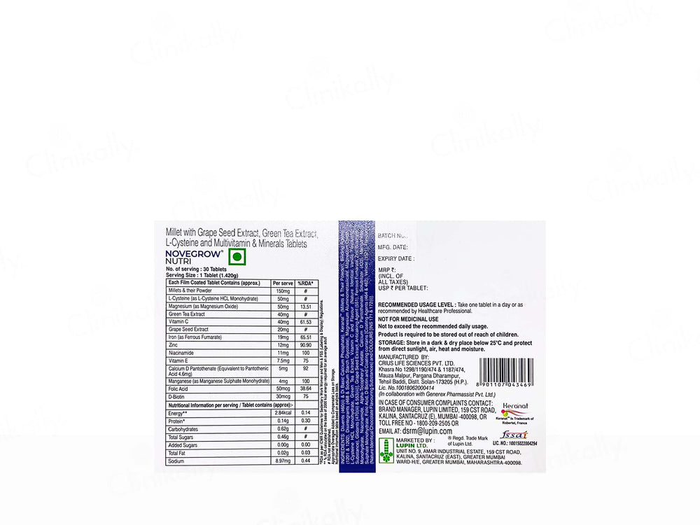 Novegrow Nutri Hair Fall Control Nutraceutical Tablet