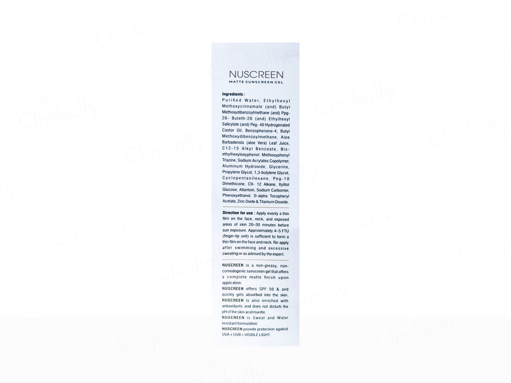 Nuscreen Matte Sunscreen Gel SPF 50+ PA++++