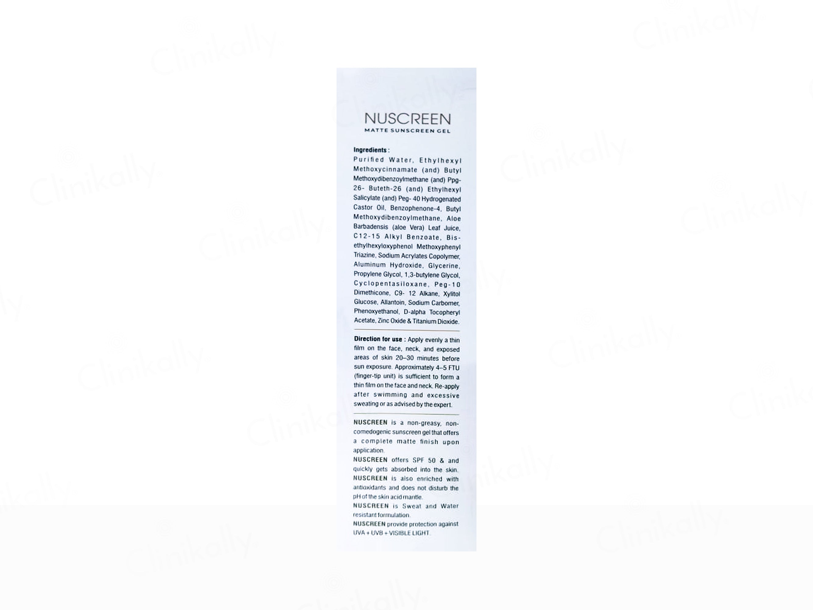 Nuscreen Matte Sunscreen Gel SPF 50+ PA++++