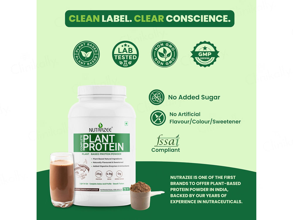 Nutrazee Complete Plant Protein Powder - Natural Chocolate Flavour