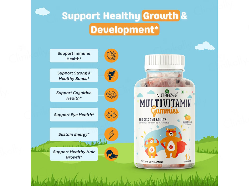 Nutrazee Multivitamin Gummies for Kids & Adults - Orange Flavour