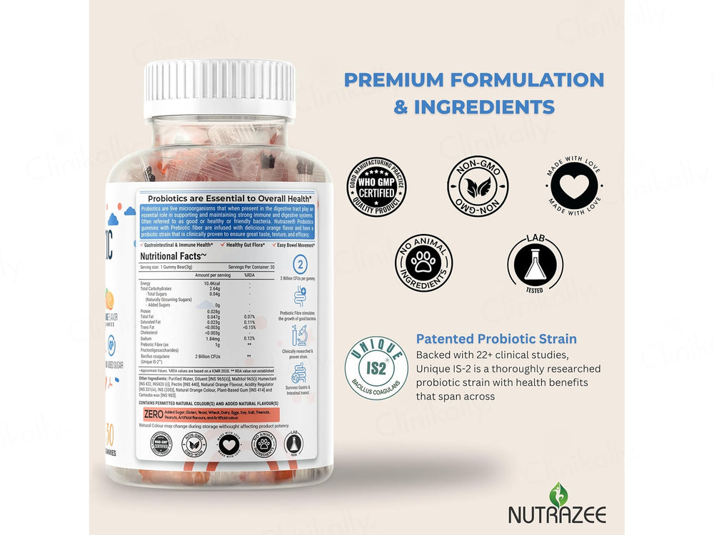 Nutrazee Pre + Probiotic Gummies For Kids & Adults - Orange Flavor
