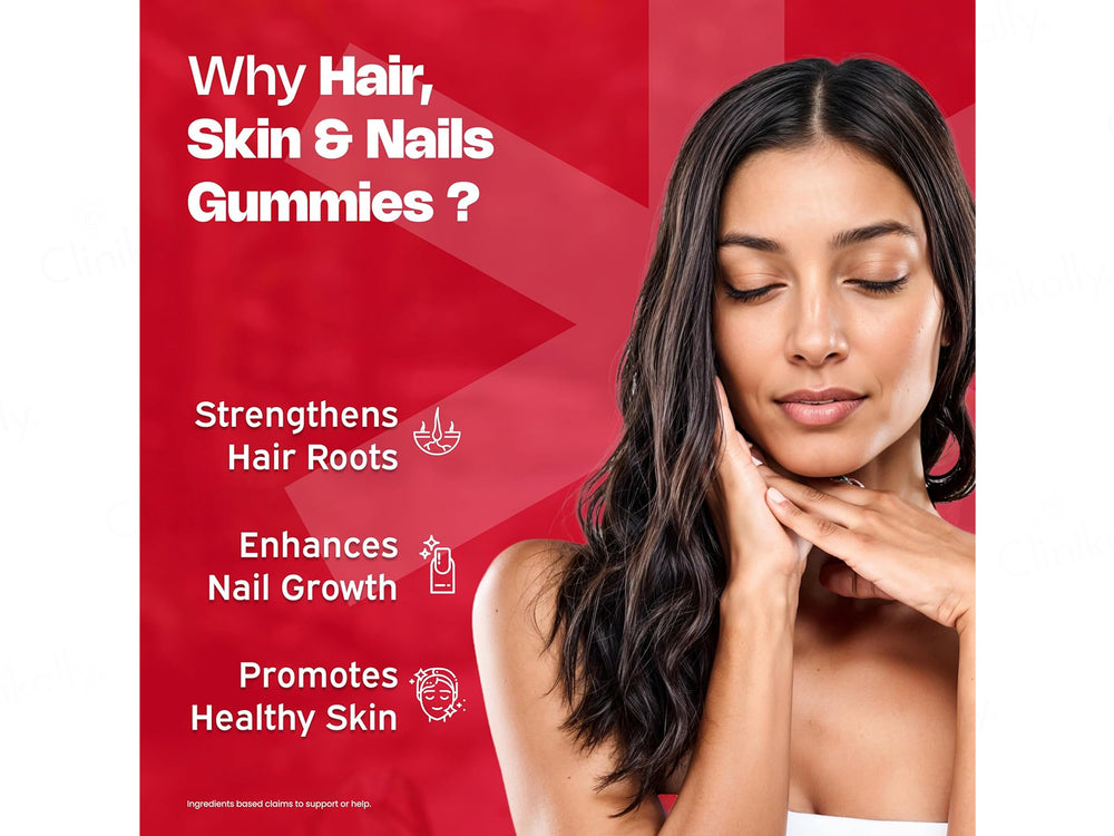 Nutriburst Hair, Skin & Nails Biotin Nutraceutical Gummies - Strawberry Flavour