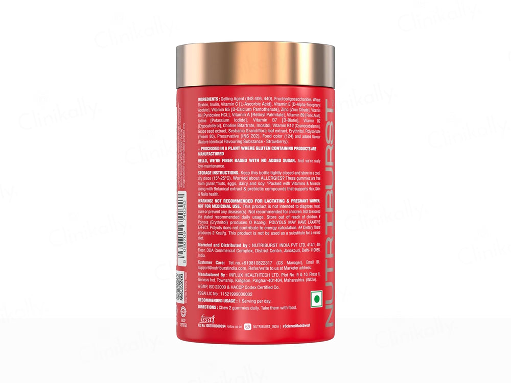 Nutriburst Hair, Skin & Nails Biotin Nutraceutical Gummies - Strawberry Flavour