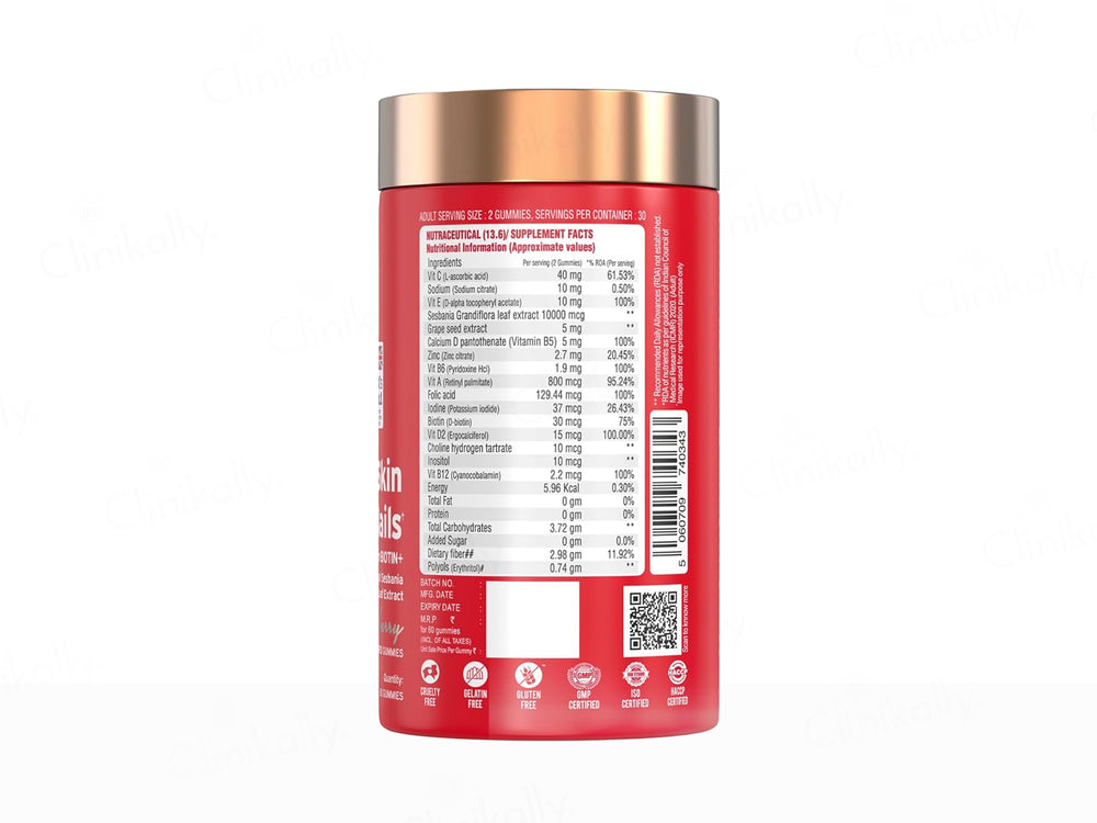 Nutriburst Hair, Skin & Nails Biotin Nutraceutical Gummies - Strawberry Flavour