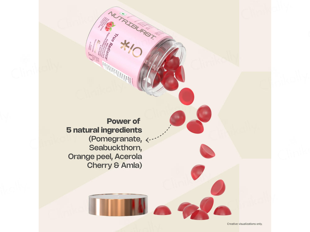 Nutriburst True Radiance Collagen Nutraceutical Gummies - Raspberry Flavour