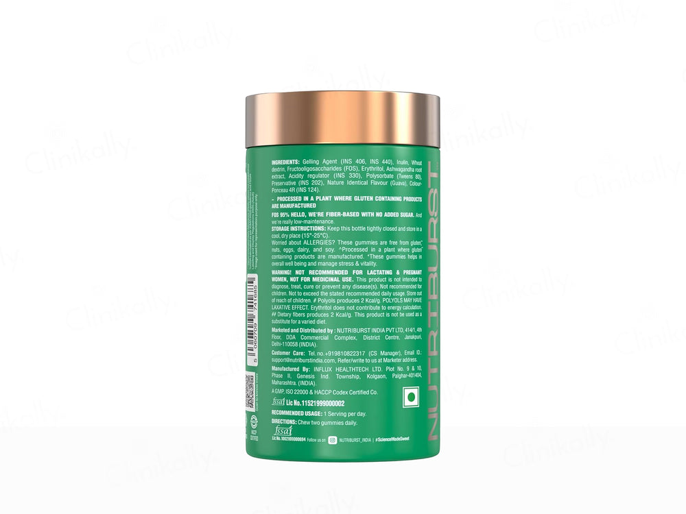 Nutriburst Ashwagandha Max+ Health Supplement Gummies - Guava Flavour