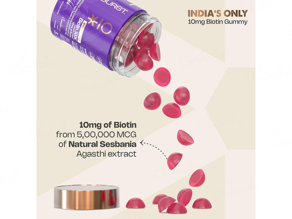 Nutriburst Biotin 500K 10mg Nutraceutical Gummies - Cranberry Flavour