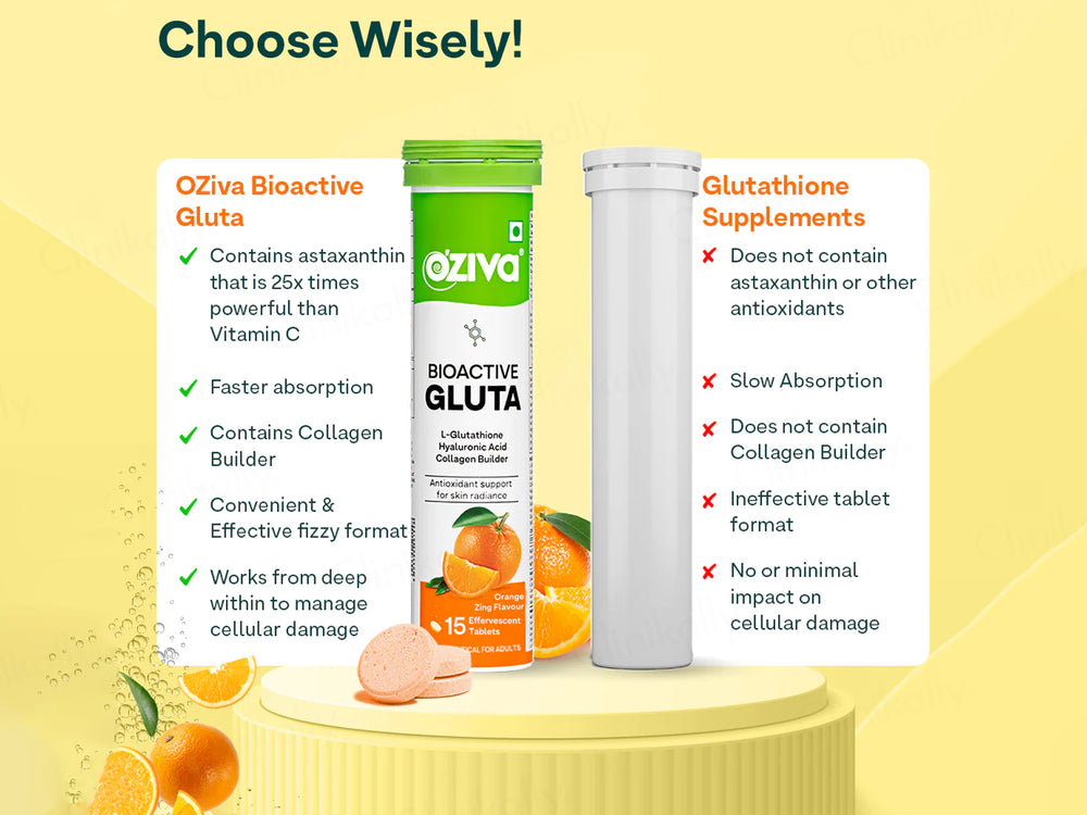 OZiva Bioactive Gluta L-Glutathione Nutraceutical Effervescent Tablet