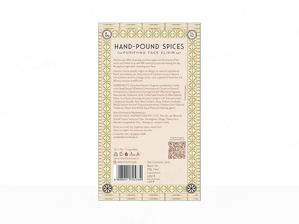 Old School Hand-Pound Spices Purifying Face Elixir