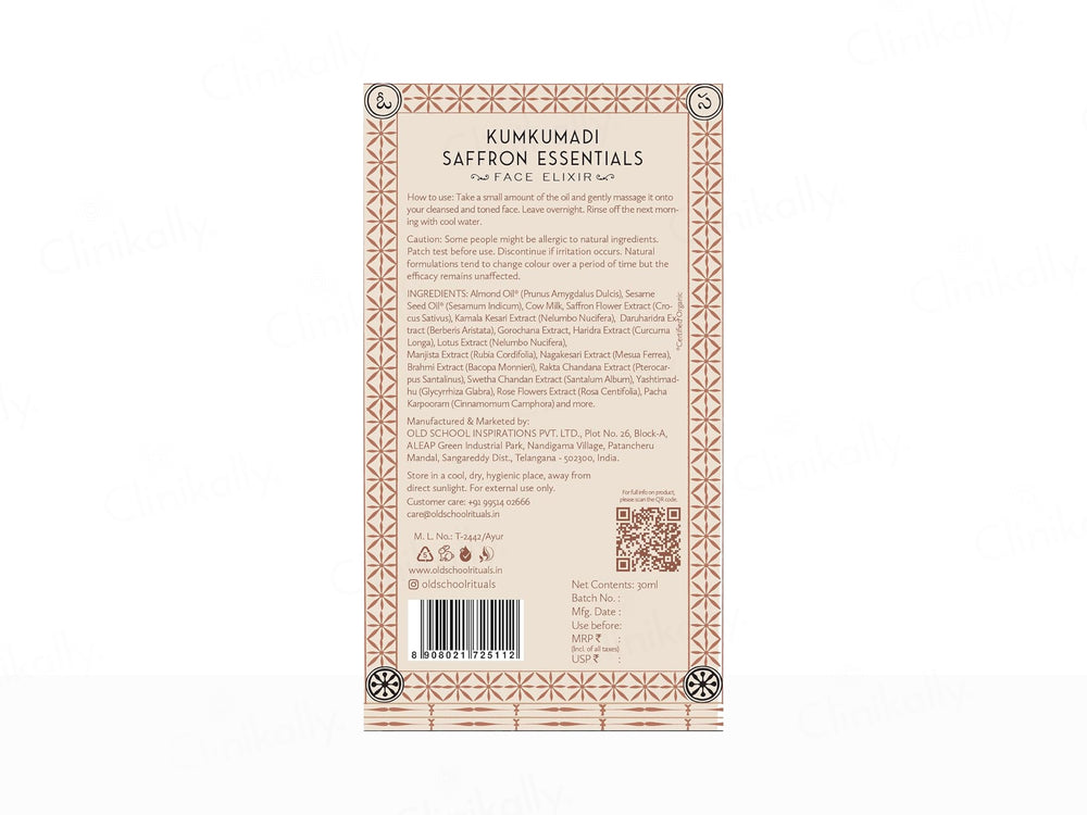 Old School Kumkumadi Saffron Essentials Face Elixir