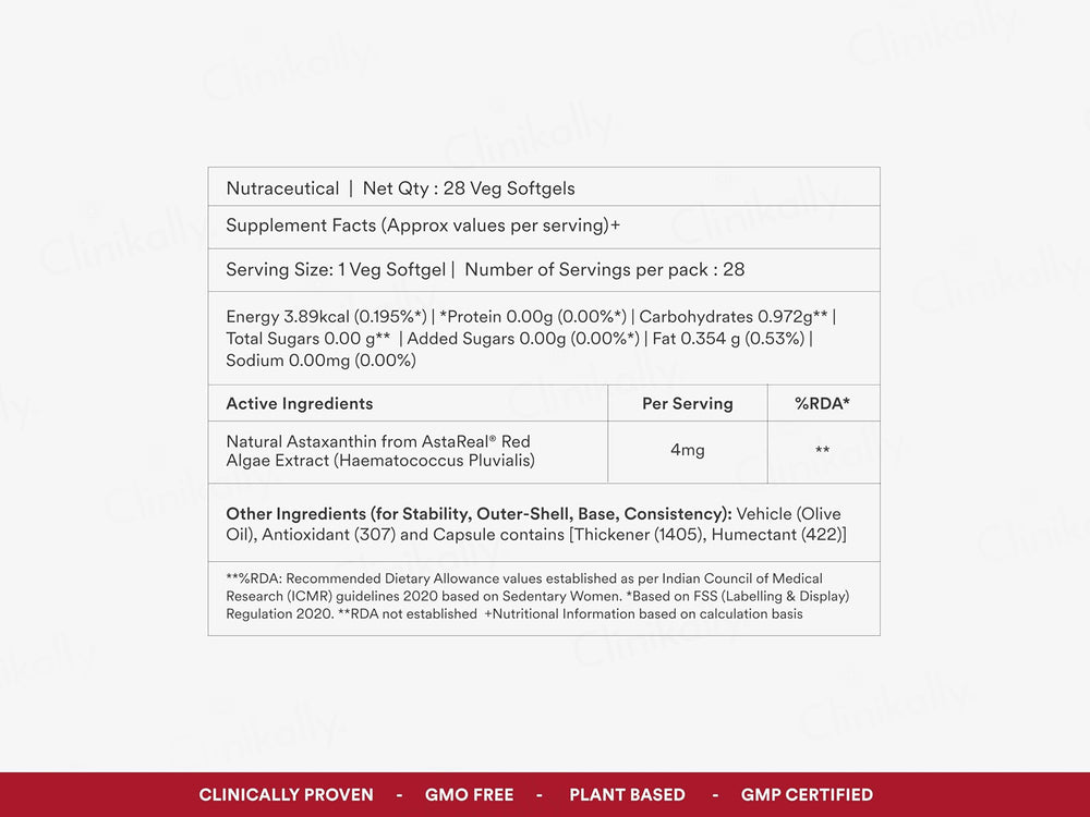 Origins Nutra Astaxanthin 4mg Nutraceutical Veg Softgel Capsule