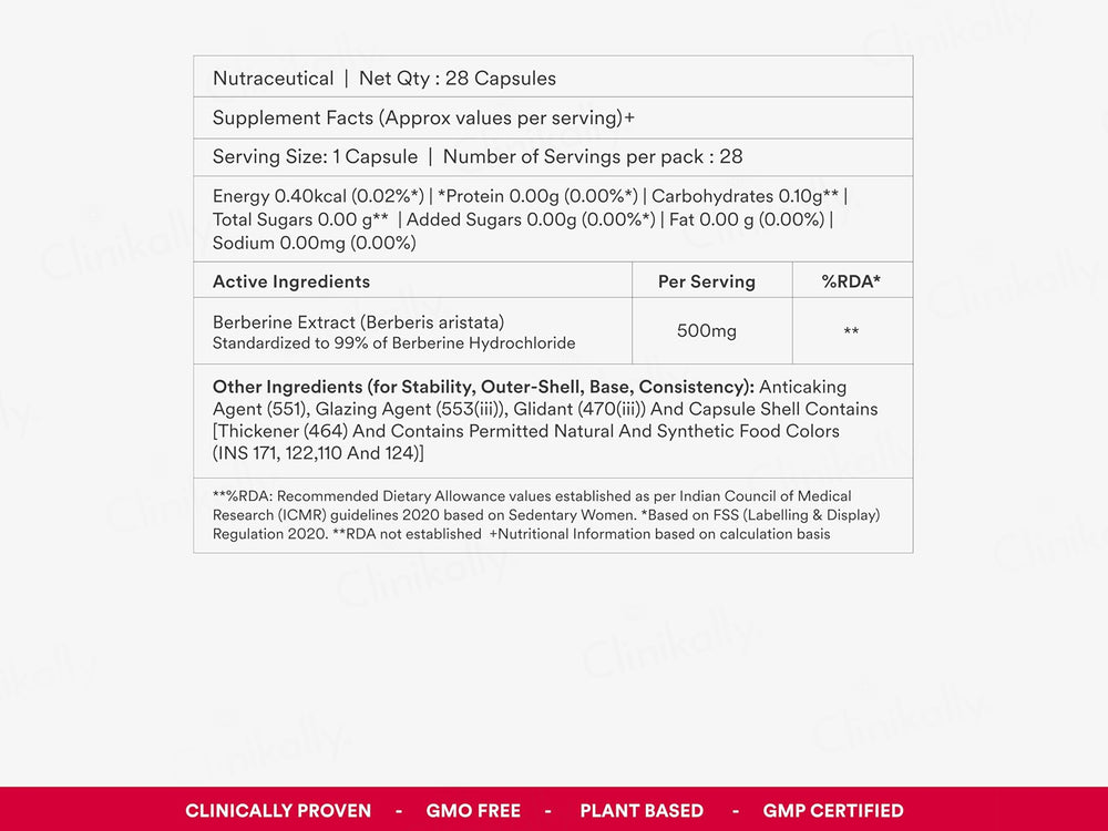 Origins Nutra Berberine 500mg Nutraceutical Veg Capsule