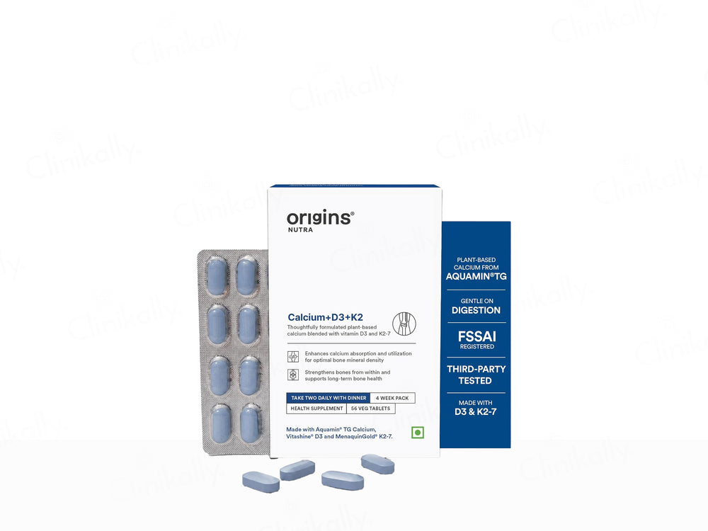 Origins Nutra Calcium + D3 + K2 Health Supplement Veg Tablet