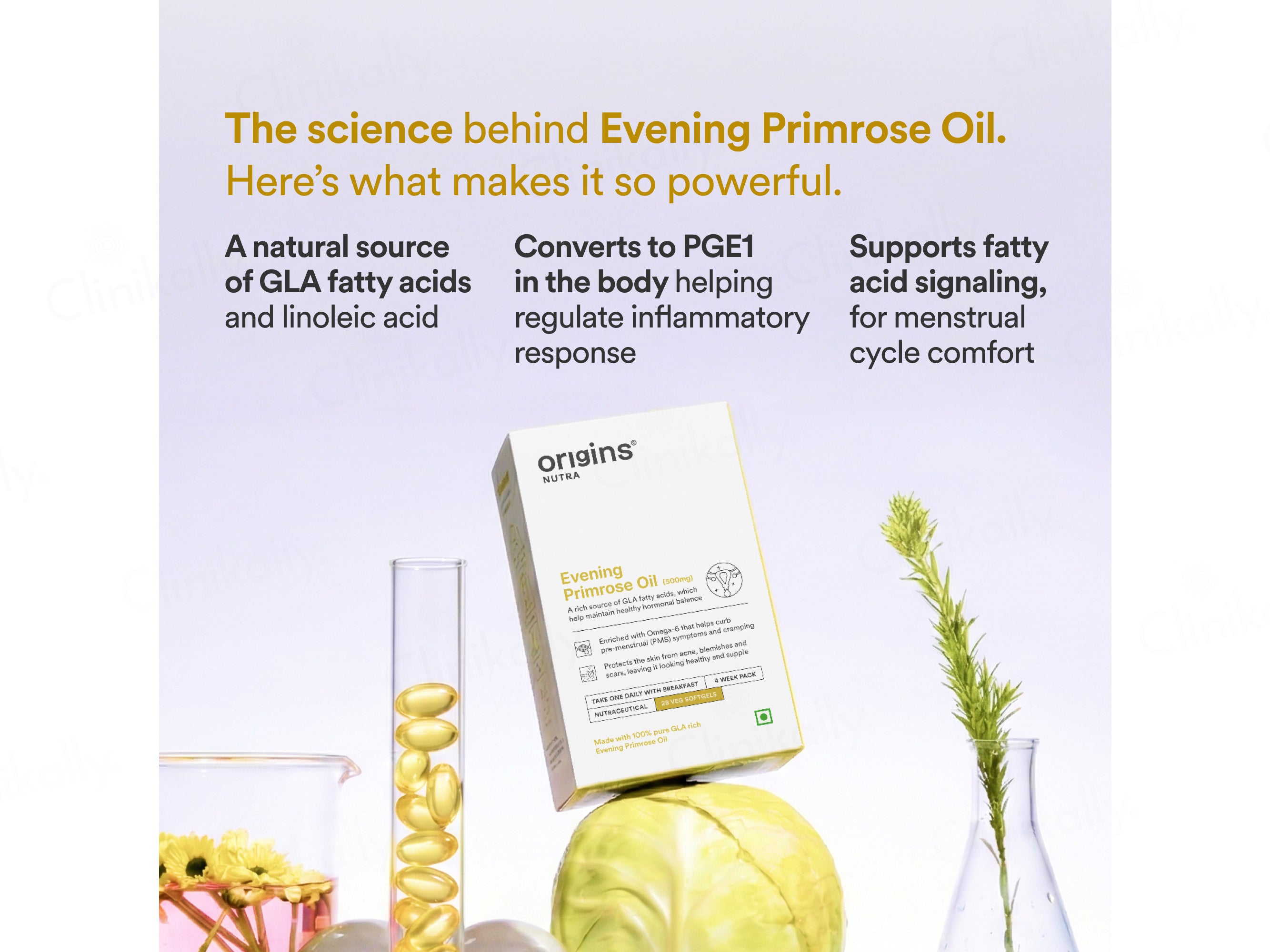 Origins Nutra Evening Primrose Oil 500mg Nutraceutical Veg Softgel Capsule
