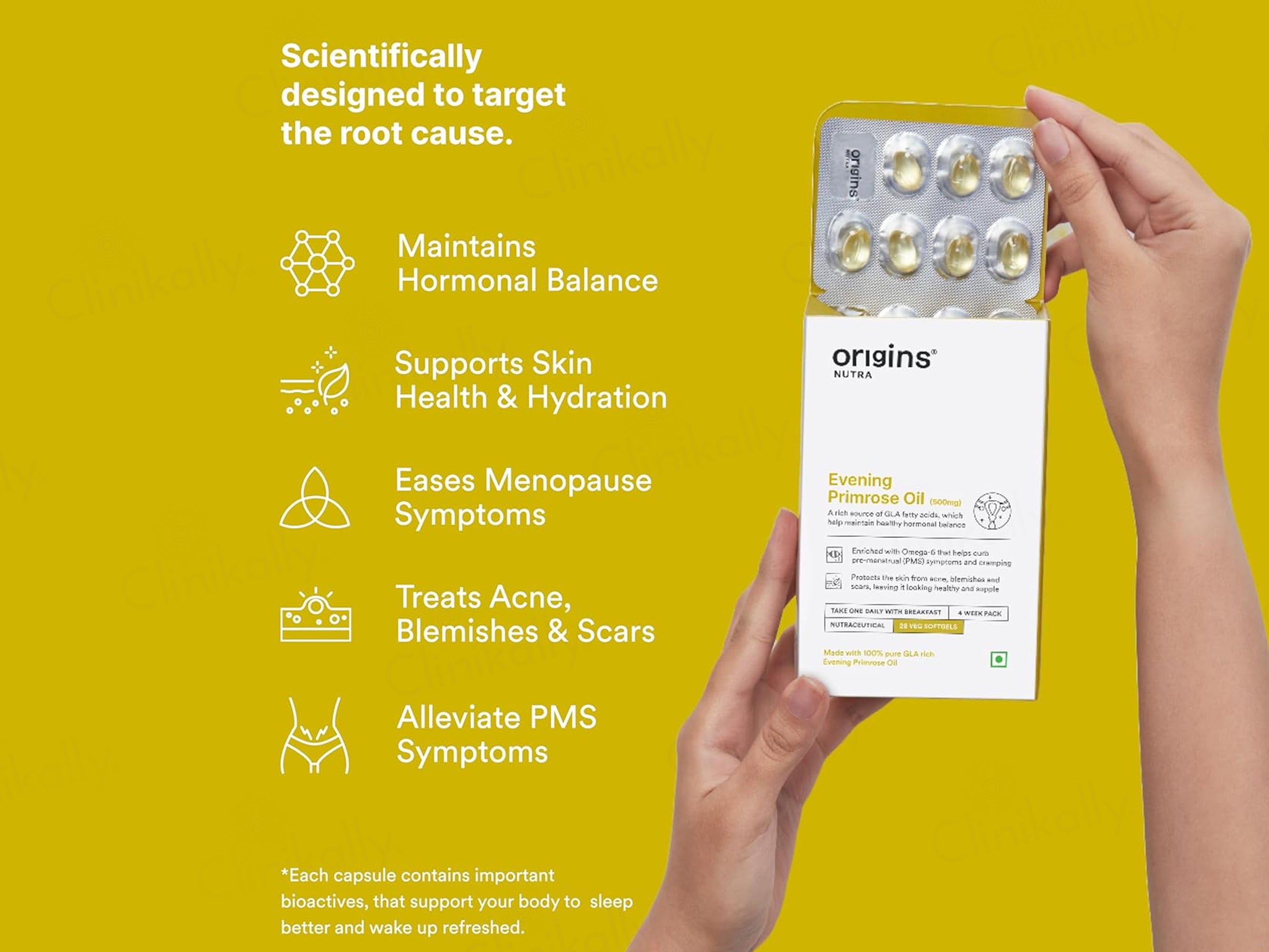 Origins Nutra Evening Primrose Oil 500mg Nutraceutical Veg Softgel Capsule