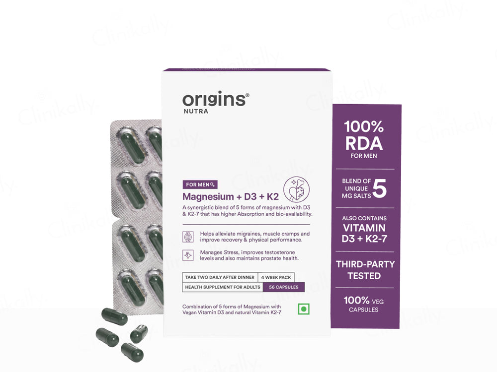Origins Nutra Magnesium + D3 + K2 Health Supplement Capsule For Men