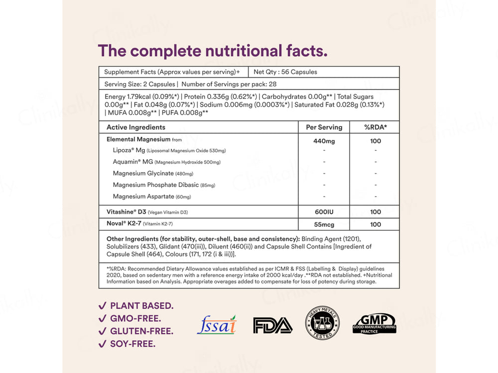 Origins Nutra Magnesium + D3 + K2 Health Supplement Capsule For Men