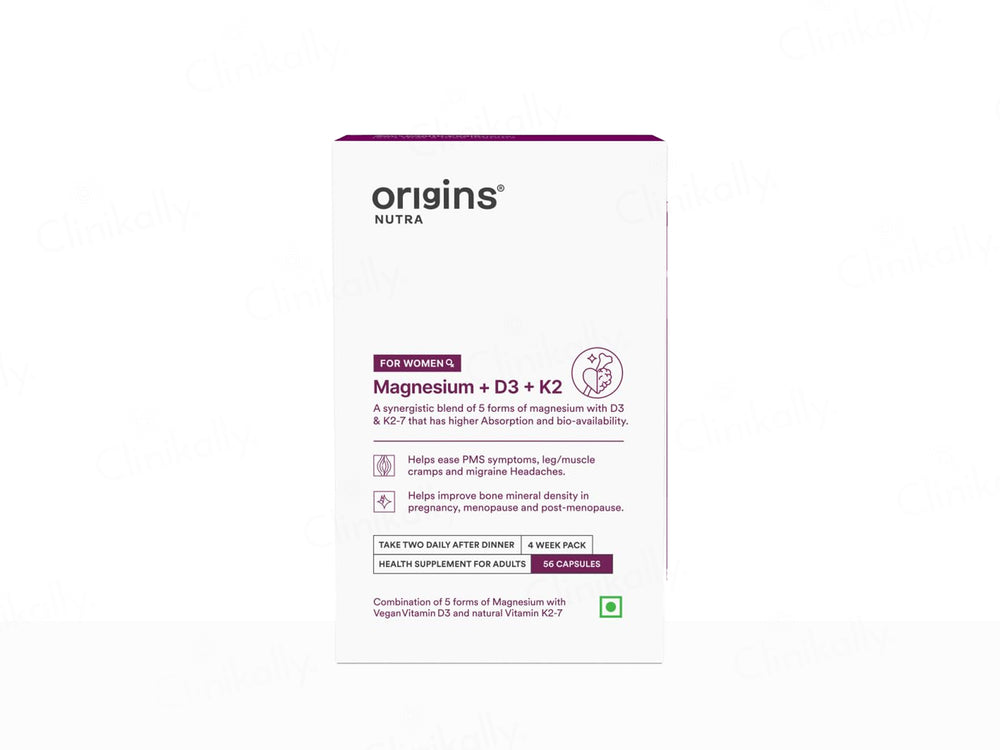 Origins Nutra Magnesium + D3 + K2 Health Supplement Capsule For Women