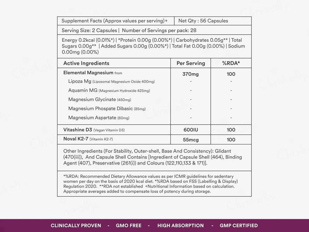 Origins Nutra Magnesium + D3 + K2 Health Supplement Capsule For Women